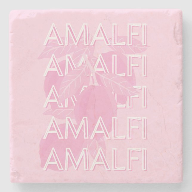 Amalfiküste, Italien, Reisekunst, Preppy, Pink Steinuntersetzer (Vorderseite)