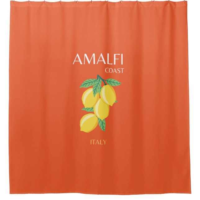 Amalfiküste, Italien, Reisekunst, Retro, Orange Duschvorhang (Vorderseite)