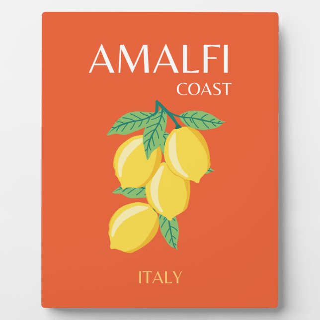 Amalfiküste, Italien, Reisekunst, Retro, Orange Fotoplatte (Vorderseite)
