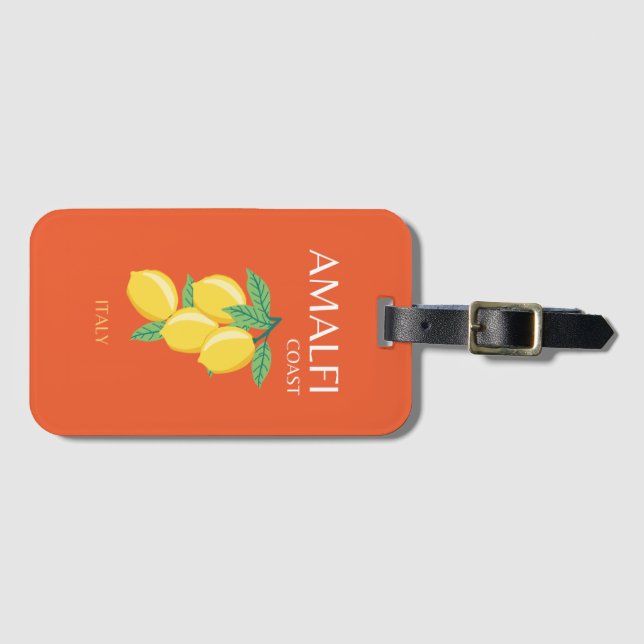 Amalfiküste, Italien, Reisekunst, Retro, Orange Gepäckanhänger (Vorderseite (Horizontal))