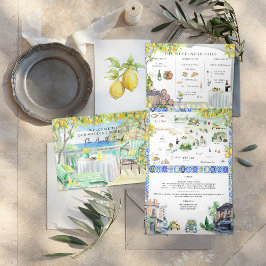 Amalfiküste | Mittelmeer - Fahrplan Dreifach Gefaltete Einladung