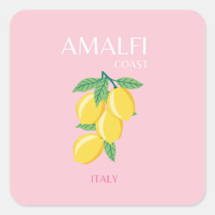 Amalfiküste, Preppy Art, Rosa Quadratischer Aufkleber