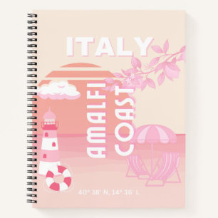 Amalfiküste, Reisekunst, Preppy Travel, Pastell Notizbuch