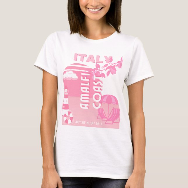 Amalfiküste, Reisekunst, Rosa T-Shirt (Vorderseite)