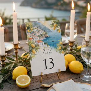 Amalfiküsten-Zitronen Hochzeit Tisch Nummer   Ital Tischnummer