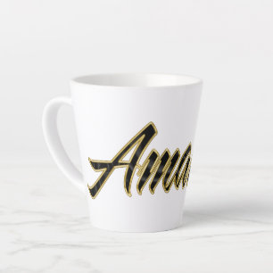 Amanda black gold Lettering Latte Tasse