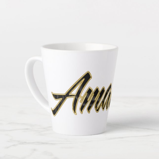Amanda black gold Lettering Latte Tasse (Angle gauche)