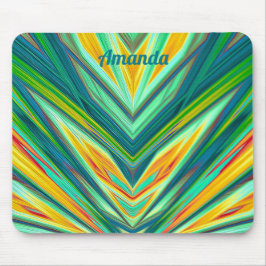 AMANDA ~ Green Yellow Red Orange Fraktal Pattern Mousepad