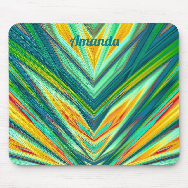 AMANDA ~ Green Yellow Red Orange Fraktal Pattern Mousepad (Vorne)