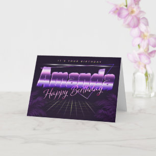 Amanda Name Prénom lila retro Carte Anniversaire