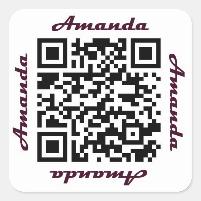 Amanda QR Code Personalisiert NAME Aufkleber (Vorderseite)