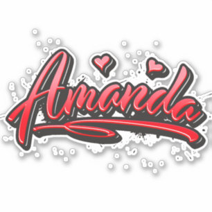 Amanda red heart graffiti Autocollants