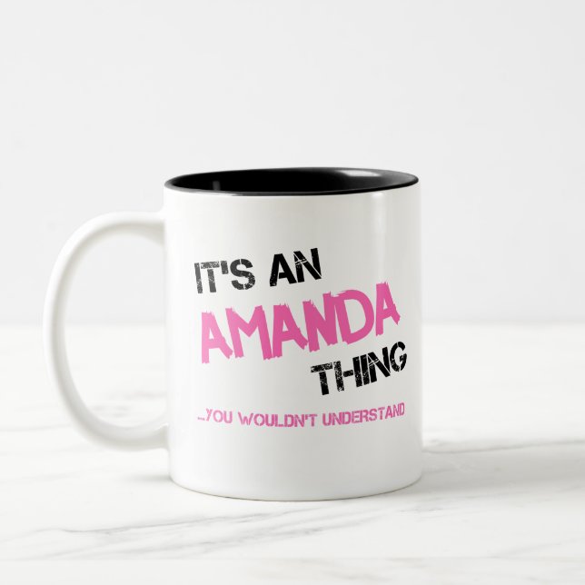 Amanda-Sache, die man nicht als Neuheit verstehen  Zweifarbige Tasse (Links)