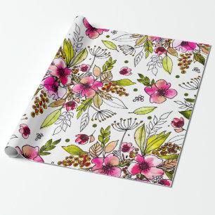 Amanda skizzierte aquarell-blumigen Garten  Geschenkpapier