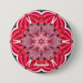 AMANDA ~ White Pink Green BLING Button
