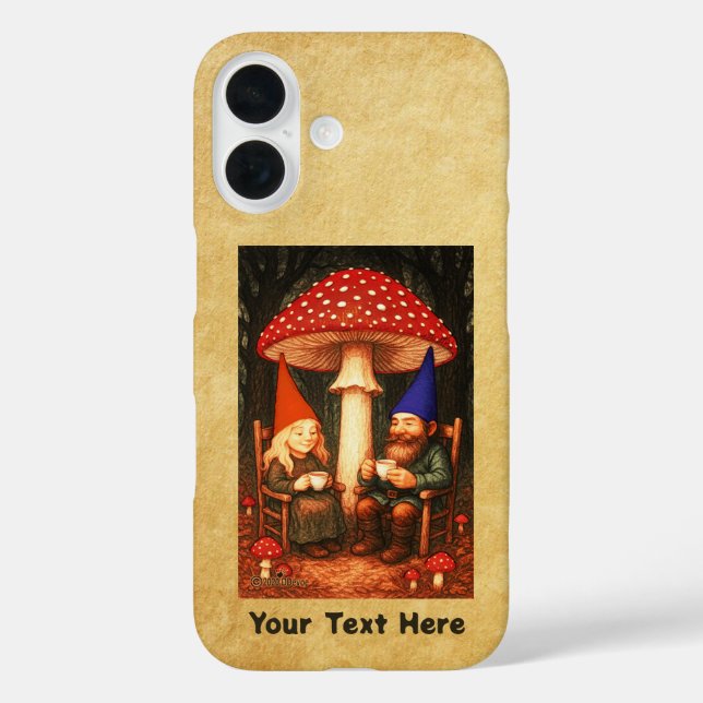 Amanita Mushroom und Gnomes iPhone 16 Hülle (Rückseite)