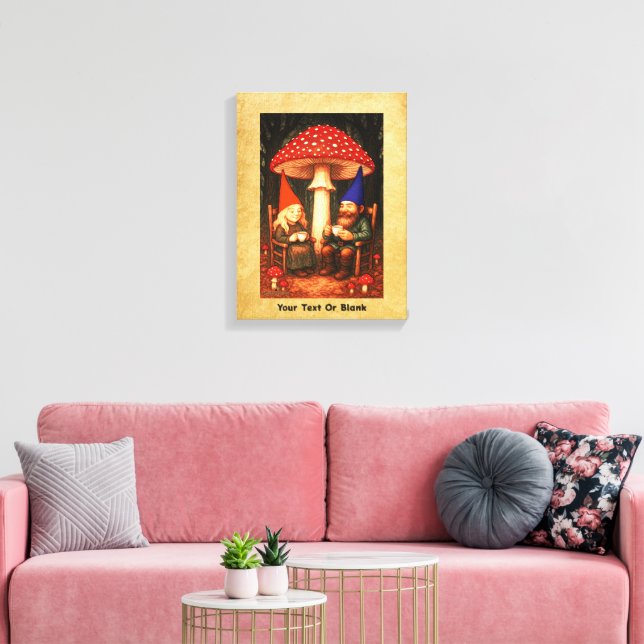 Amanita Mushroom und Gnomes Leinwanddruck (Insitu (Wohnzimmer))