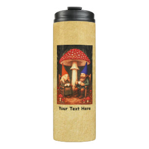 Amanita Mushroom und Gnomes Thermosbecher