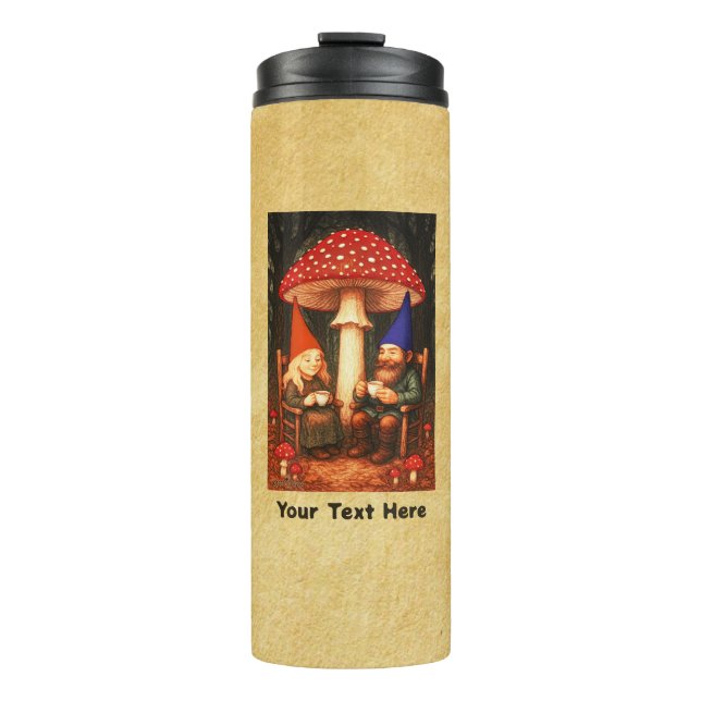 Amanita Mushroom und Gnomes Thermosbecher (Vorderseite)