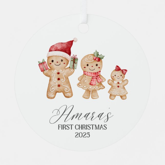 Amara Personalized Baby's First Christmas Ornament Aus Metall (Vorderseite)