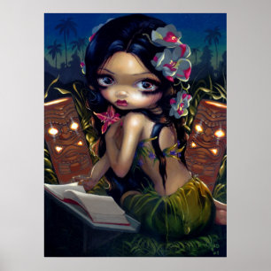 Amara und das Buch ART PRINT menehune tiki lowbrow Poster