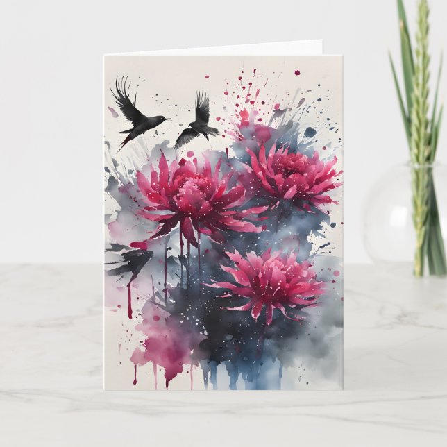 Amaranth - Aquarellblumen Karte (Vorderseite)