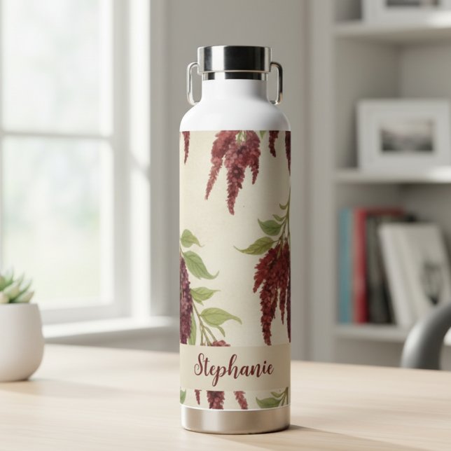 Amaranthus Flower Pattern Water Bottle Trinkflasche (Amaranthus floral water bottle)