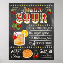 Amaretto Sour Chalkboard Rezept Poster