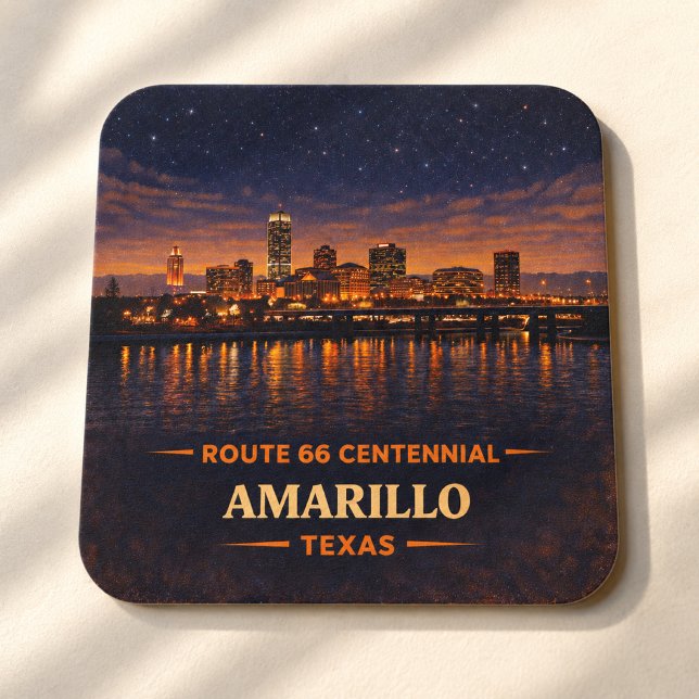 Amarillo Route 66 Skyline Barware-Geschenk Rechteckiger Pappuntersetzer (Von Creator hochgeladen)