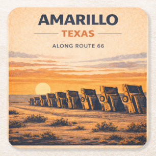 Amarillo Route 66 Sonnenuntergang Bar-Accessoires  Rechteckiger Pappuntersetzer