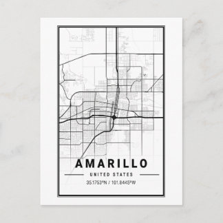 Amarillo Texas City Map Minimalist Art Postkarte