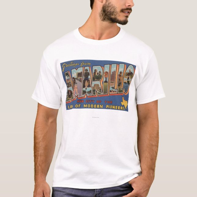 Amarillo, Texas - große Buchstabe-Szenen T-Shirt (Vorderseite)