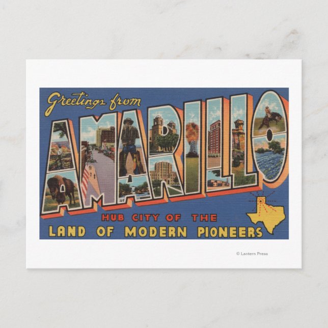 Amarillo, Texas - Große Buchstabenszenen Postkarte (Vorderseite)