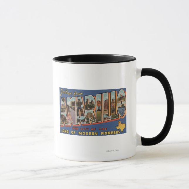 Amarillo, Texas - Große Buchstabenszenen Tasse (Rechts)