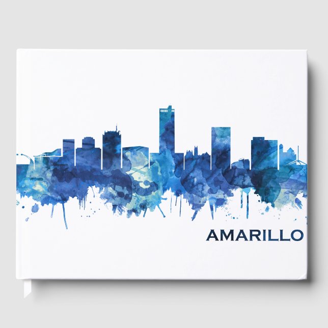 Amarillo Texas Skyline Blue Gästebuch (Vorderseite)