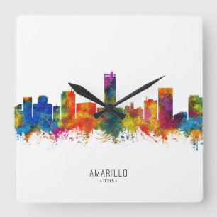 Amarillo Texas Skyline Quadratische Wanduhr