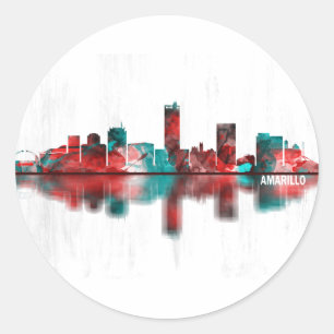 Amarillo Texas Skyline Runder Aufkleber