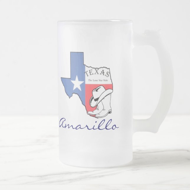Amarillo Texas State Map avec étoile, Bottes, Mug  (Droit)