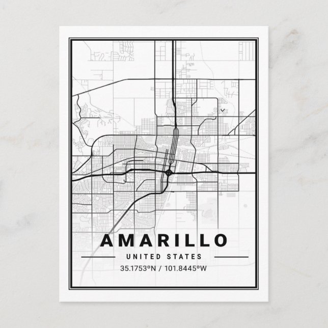 Amarillo Texas USA Travel City Map Poster Postkarte (Vorderseite)