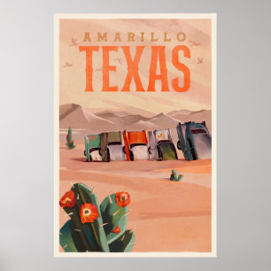 Amarillo, Texas Vintage Reisekunstplakat Poster
