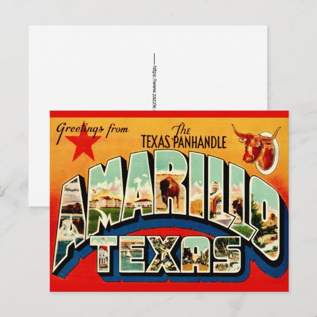 Amarillo TX Postkarte (Vorne/Hinten)