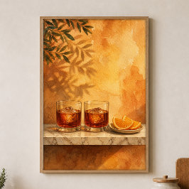 Amaro-Brillen & Orangenscheiben Aquarellposter Poster