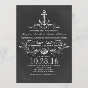 amarrage en tableau noir invitations à un mariage 