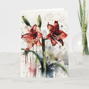 Amaryllis - Aquarellblumen Karte