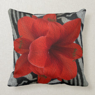 Amaryllis auf Zebra-Druck-grafischem mit Kissen
