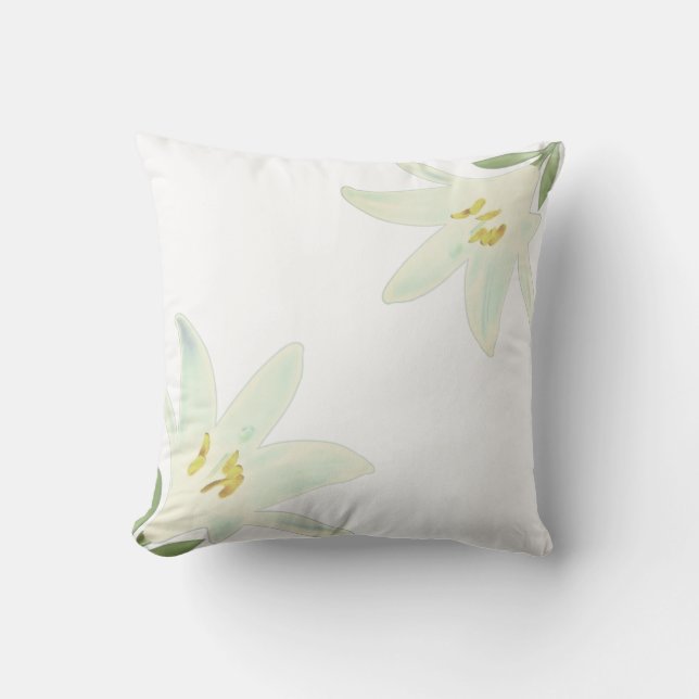 Amaryllis-Blume auf dem weißen Kissen (Vorderseite)