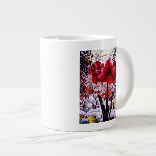 Amaryllis durch Schnee-Fenster Jumbo-Tasse