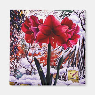 Amaryllis durch Schnee-Fenster Magnet