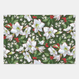 Amaryllis, Holly & Doves Geschenkpapier Set