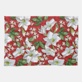 Amaryllis & Holly Red Christmas Geschirrtuch